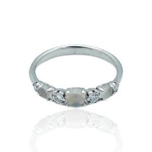Superoro 18K White Gold Diamond Moonstone Ring